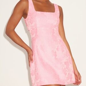 Lulus Perfectly Flirtatious Pink Floral Jacquard Tie-back Mini Dress - Size S